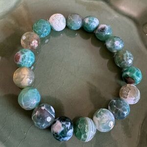 Green Faceted Agate Beaded Bracelet